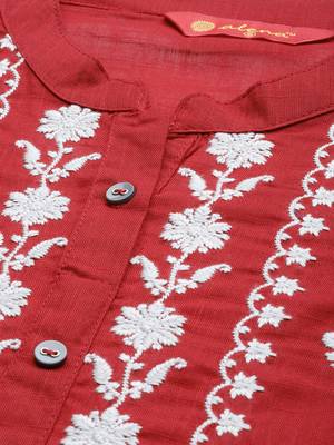 Maroon embroidered cotton ethnic-kurtis 2