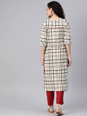 Off-white woven cotton ethnic-kurtis 3