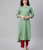 Emerald woven cotton ethnic-kurtis
