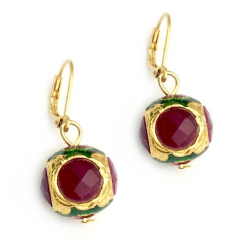 Pink Stone enamel earrings
