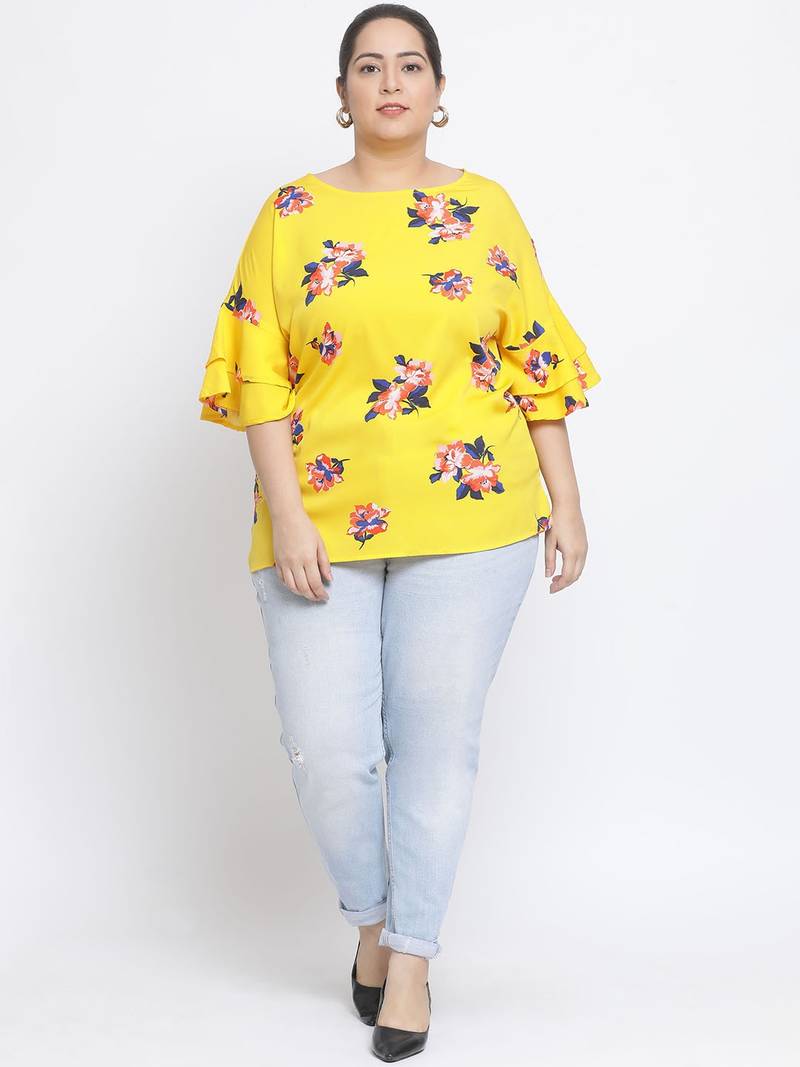 Floral Volume Plus Size Women Top