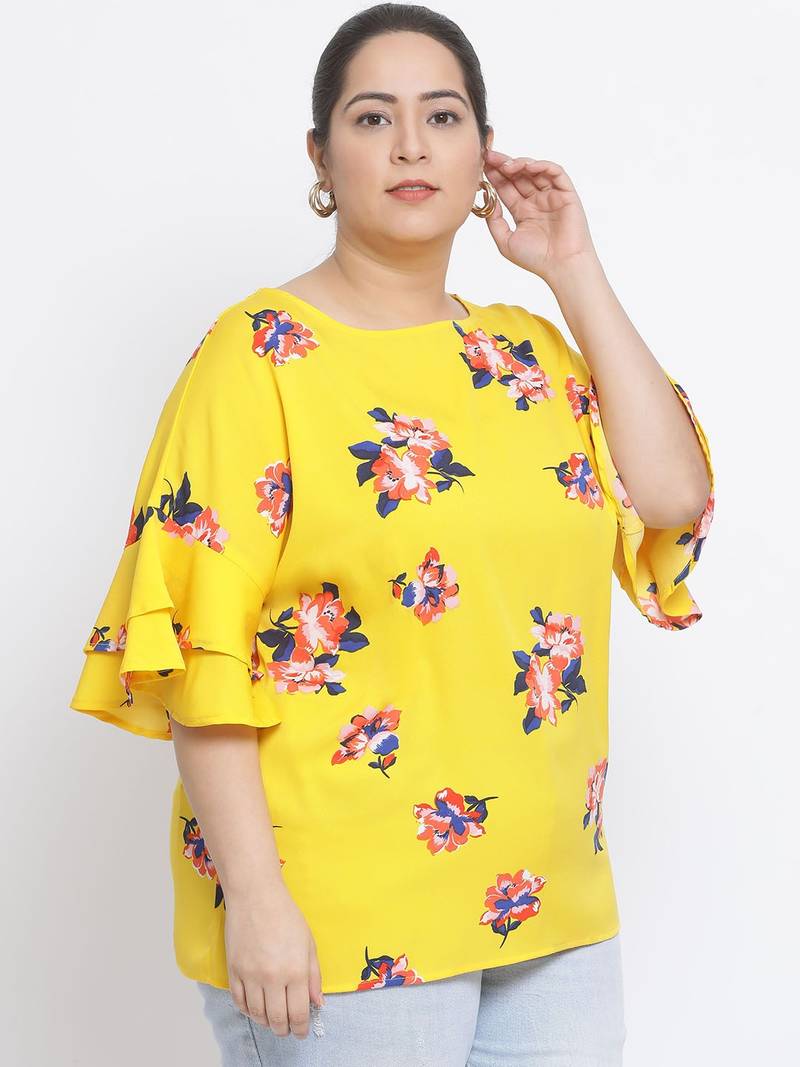 Floral Volume Plus Size Women Top