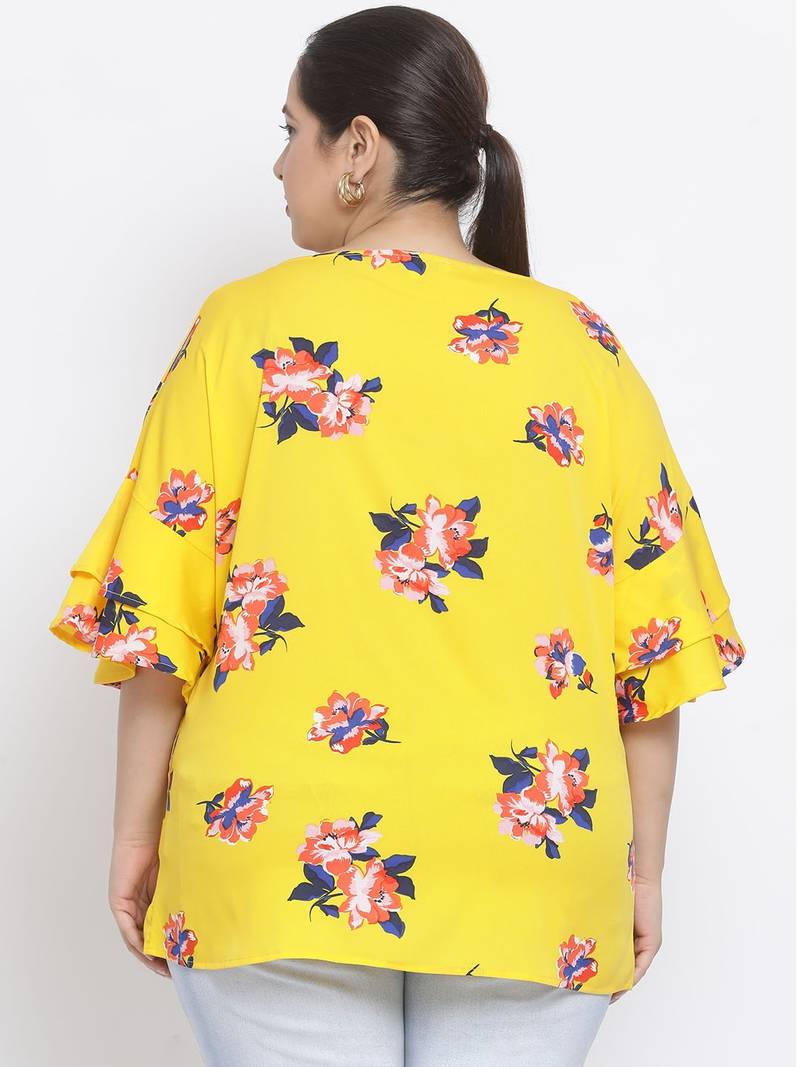 Floral Volume Plus Size Women Top