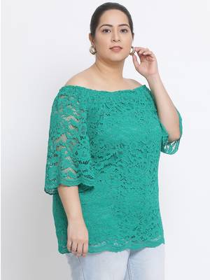 Sheer Tween Off Shoulder Plus Size Top 3