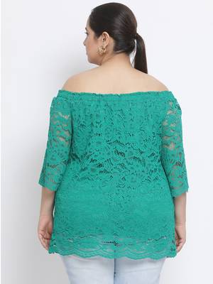 Sheer Tween Off Shoulder Plus Size Top 4