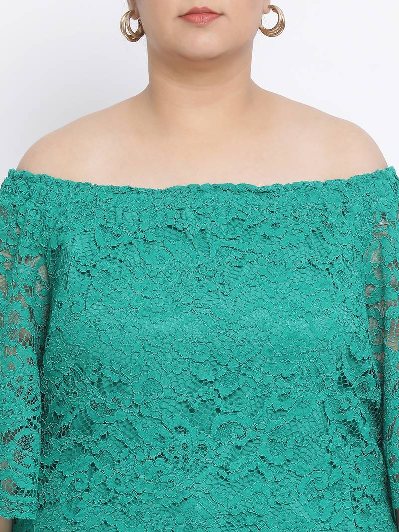 Sheer Tween Off Shoulder Plus Size Top