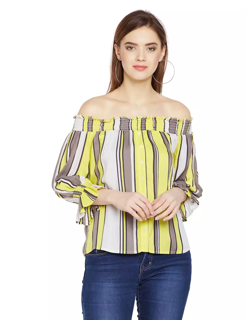 Stiped Evanka Cold Shoulder Top