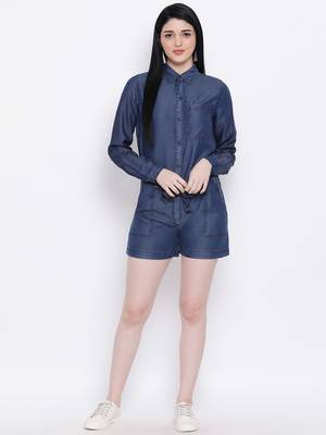 Denim Style Stone Women Jumpsuit 2