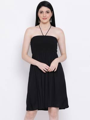Black Sizzle Shirred Regular Bustier Dress 1