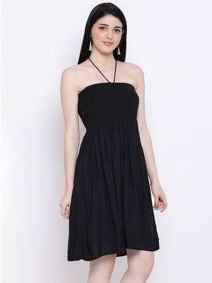 Black Sizzle Shirred Regular Bustier Dress 3