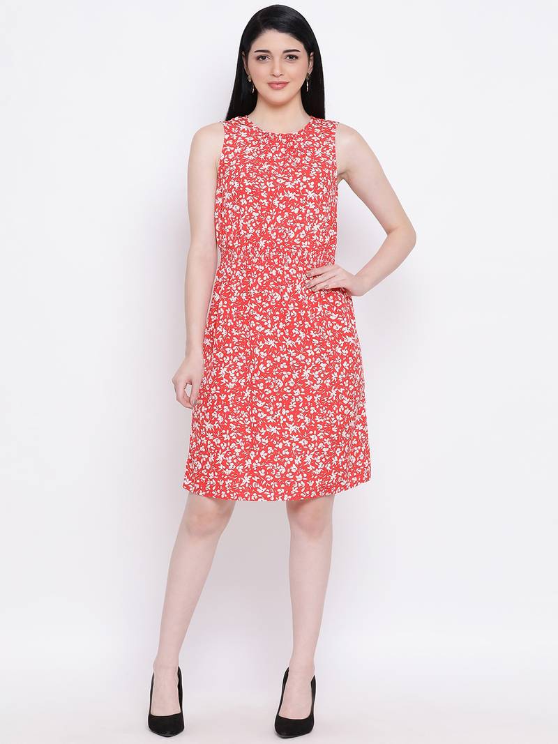 Flowery Memento Shirred Regular Dress