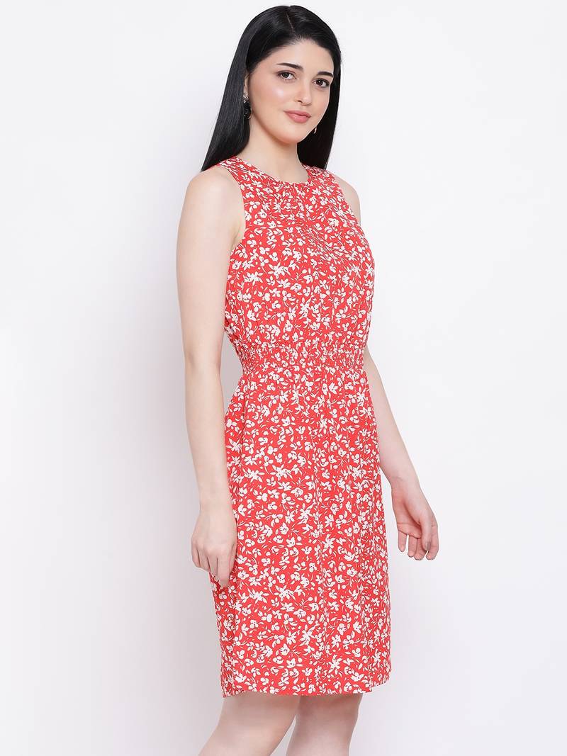 Flowery Memento Shirred Regular Dress