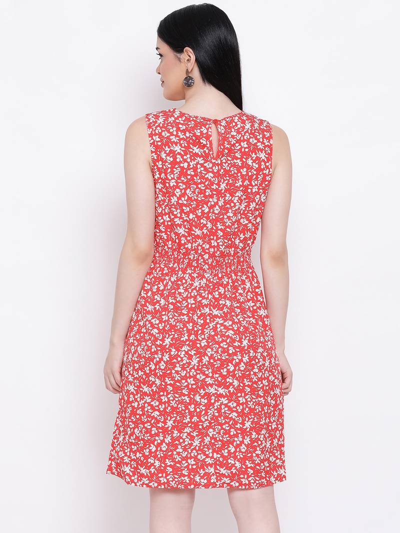 Flowery Memento Shirred Regular Dress