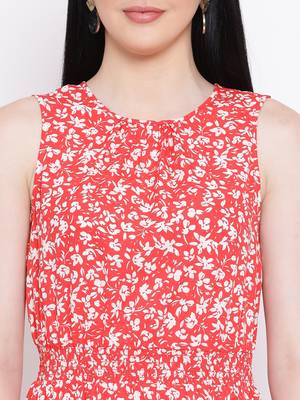 Flowery Memento Shirred Regular Dress 5