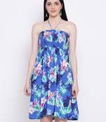 Feline Tropical Shirred Bustier Dress