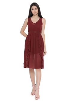Wine Harrington Sheer A-Line Dress
