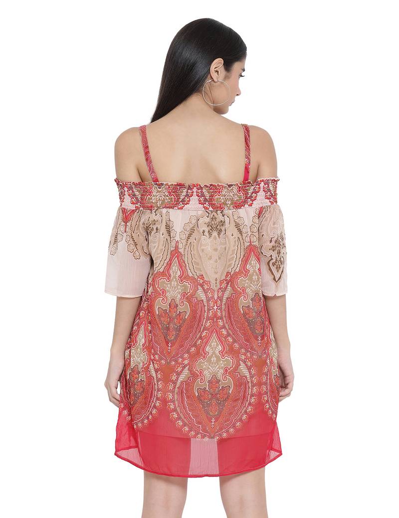 Motif Galore Cold Shoulder Dress