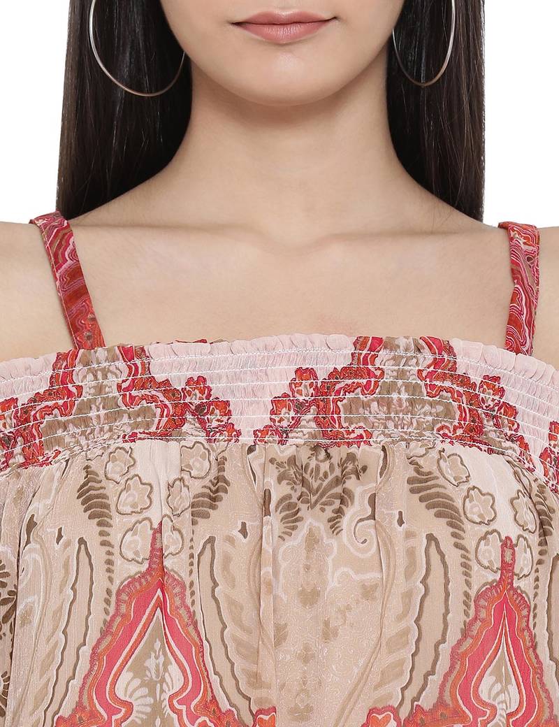 Motif Galore Cold Shoulder Dress