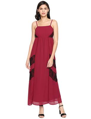 Fiery Maroon Strap Maxi Dress 1