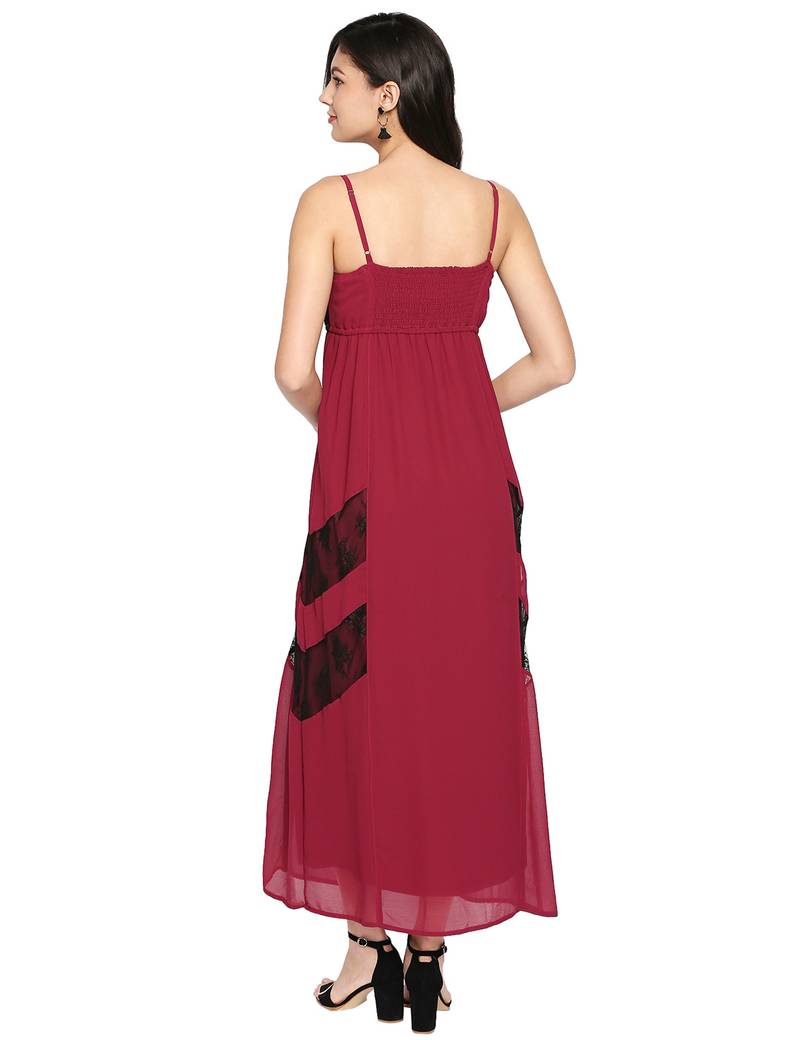 Fiery Maroon Strap Maxi Dress
