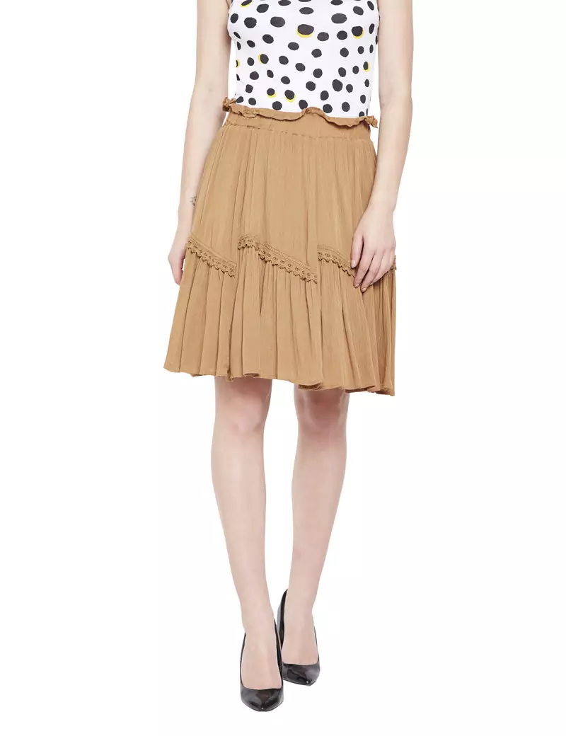 Perky Camel Montage Stylized Skirt