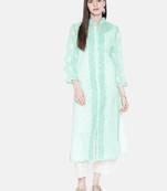 Ada Hand Embroidered Sea Green Cotton Lucknow Chikan Women Kurta - A230229