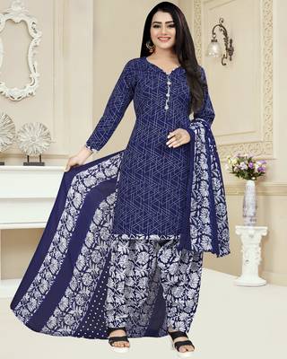 Blue printed cotton salwar 1