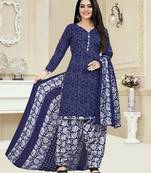 Blue printed cotton salwar