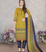 Mustard printed cotton salwar