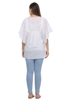 Ada Hand Embroidered White Cotton Lucknow Chikankari Women Top - A371895 2