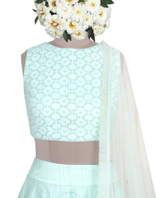 Neo Mint Neo- mint Kardana and Resham Raw silk readymade Lehenga-choli-dupatta 4