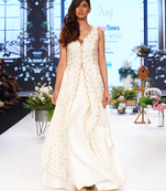 Cream Gold Kardana and Kasab Jacquard- Chanderi readymade Lehenga-jacket