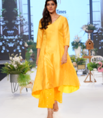 Turmeric Yellow Gold Kardana Chanderi readymade Tunic set