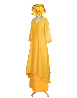 Turmeric Yellow Gold Kardana Chanderi readymade Tunic set 2