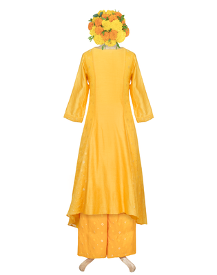 Turmeric Yellow Gold Kardana Chanderi readymade Tunic set 3