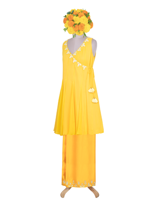 Turmeric Yellow Resham and Kasab Georgette readymade Tunic set 2