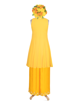 Turmeric Yellow Resham and Kasab Georgette readymade Tunic set 3