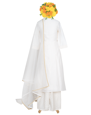 Cream Gold Kardana Chanderi and Jacquard Chanderi readymade Suit set 3