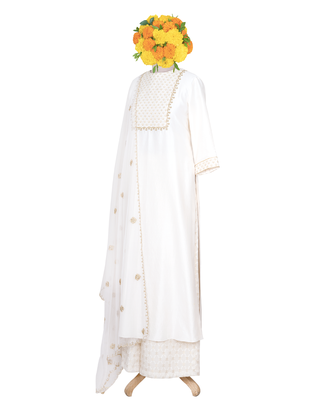 Cream Gold Kasab and Kardana Chanderi and Jacquard Chanderi readymade Suit set 2