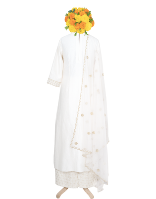 Cream Gold Kasab and Kardana Chanderi and Jacquard Chanderi readymade Suit set 3