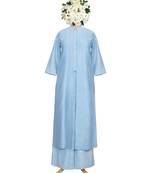Denim Blue White Kardana and Resham Chanderi readymade kurta set