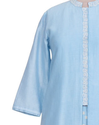 Denim Blue White Kardana and Resham Chanderi readymade kurta set 4