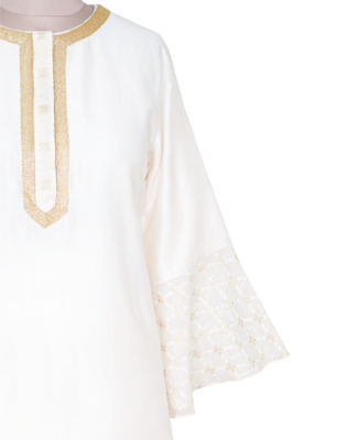 Cream Gold Kardana Chanderi readymade kurta set 4