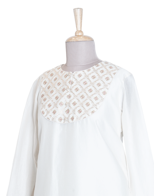 Ivory Resham and Kasab Chanderi readymade kurta set 4