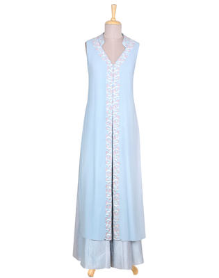 Powder Blue Resham Georgette readymade Kurta set 1
