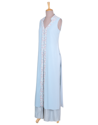 Powder Blue Resham Georgette readymade Kurta set 2