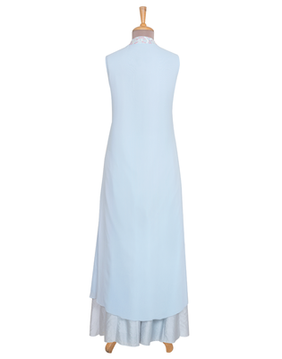 Powder Blue Resham Georgette readymade Kurta set 3