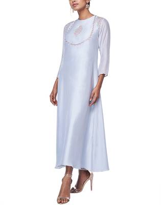 Sky Blue Resham and Kasab Chanderi readymade Tunic 2