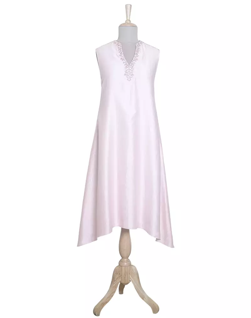 Blush Pink Plain Chanderi readymade Tunic