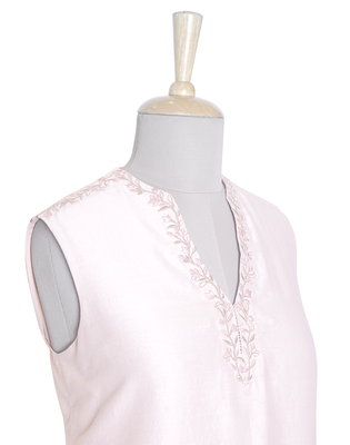 Blush Pink Plain Chanderi readymade Tunic 4